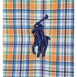 Polo Ralph Lauren Boys Dress Shirt XL 18 20 Orange Blue Green Check